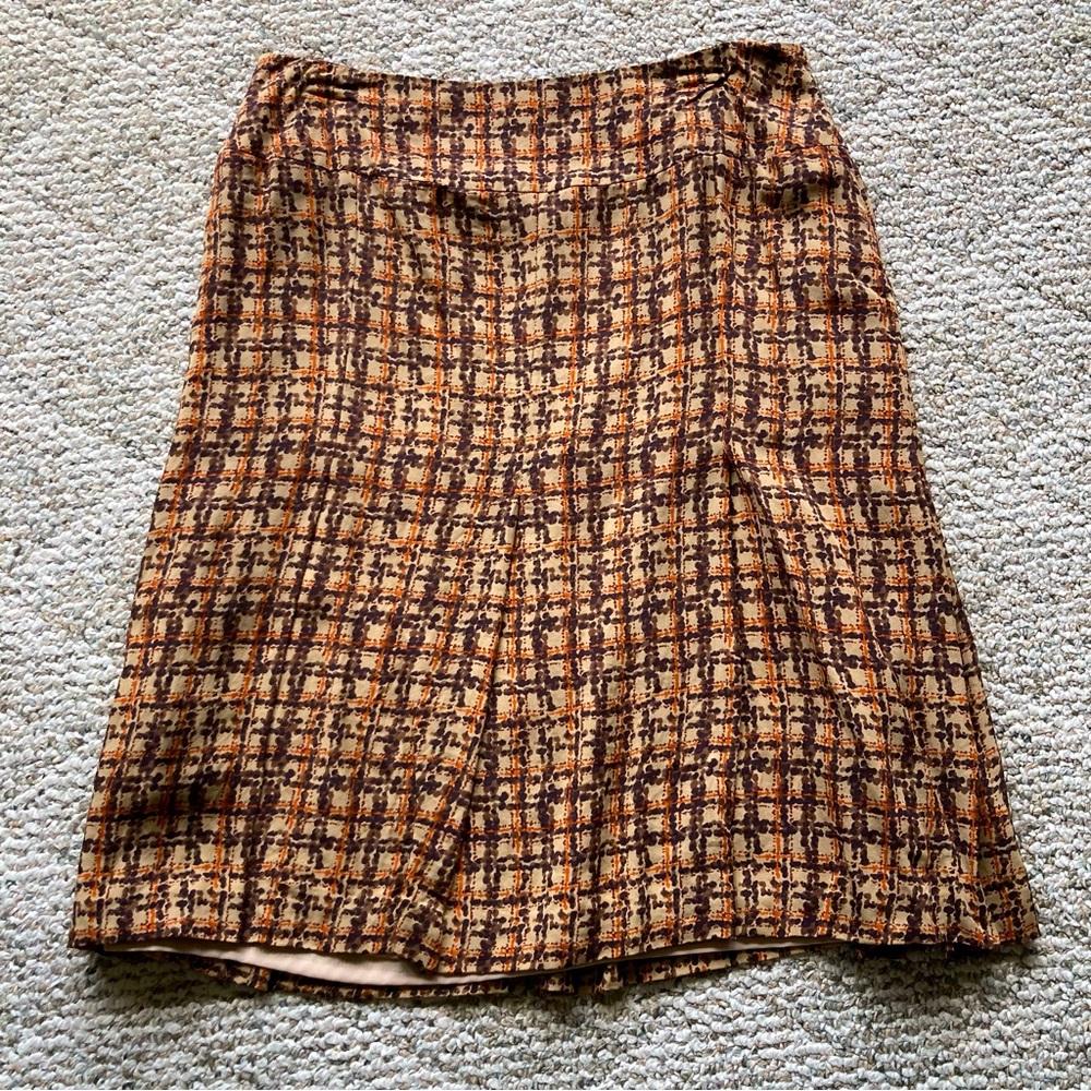Alfani Brown, Tan, & Orange Patterned Silk Skirt 12